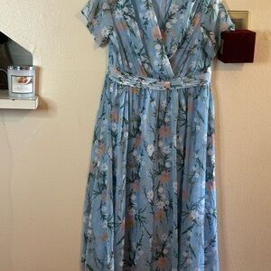 Floral Blue Wrap Dress